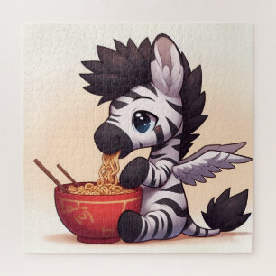 Puzzle Adorable Zebra Angel manger Ramen