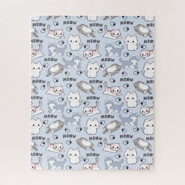 Puzzle Adorables chatons dodus et cœurs Meow (Vertical)