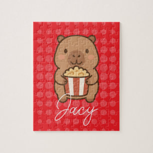 Puzzle Adorables enfants capybara mangeant du popcorn