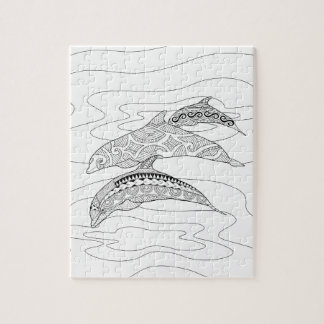 Puzzle adulte de coloration de trois dauphins