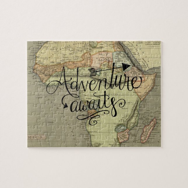 Puzzle Adventure Attend la carte du monde Vintage (Horizontal)