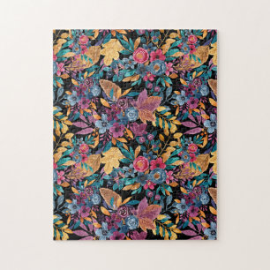 Puzzle Affaire mixte Floral Leaves Berry Watercolor