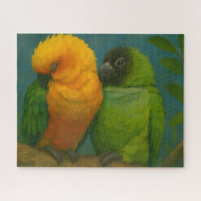 Puzzle Affection tropicale - Perroquets dans la lumière f (Horizontal)