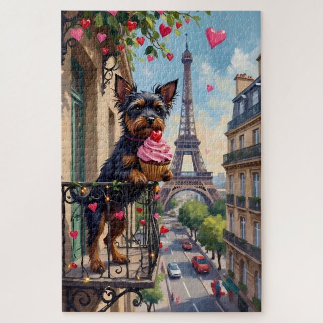 Puzzle Affenpinscher Chien Saint-Valentin Paris Balcon (Vertical)