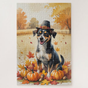 Puzzle Affenpinscher dans l'art de Thanksgiving aux feuil