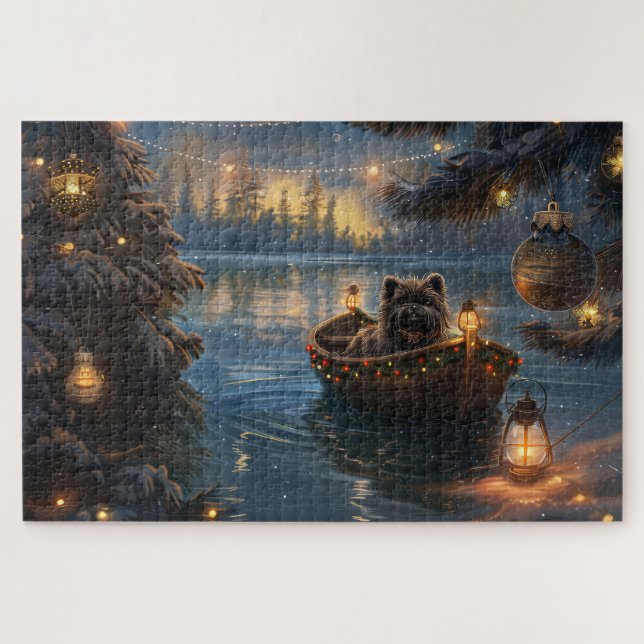Puzzle Affenpinscher Festive Christmas Voyage (Horizontal)