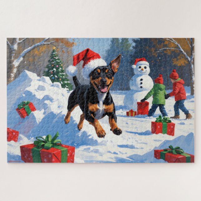 Puzzle Affenpinscher Festive de Noël Scène de neige (Horizontal)