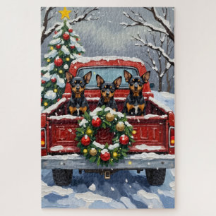 Puzzle Affenpinscher Noël Camion Rouge Fêtes