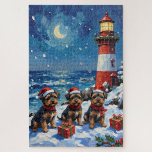 Puzzle Affenpinscher Noël Phare Vacances