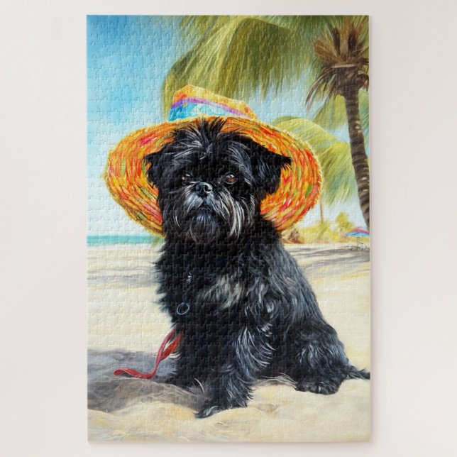 Puzzle Affenpinscher sur la plage, cadeau d'été pour les  (Vertical)