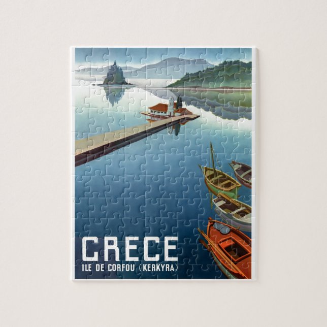 Puzzle Affiche 1949 de voyage de Corfou Grèce (Vertical)