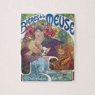 Puzzle Affiche Art nouveau de Alphonse Mucha Beer Girl
