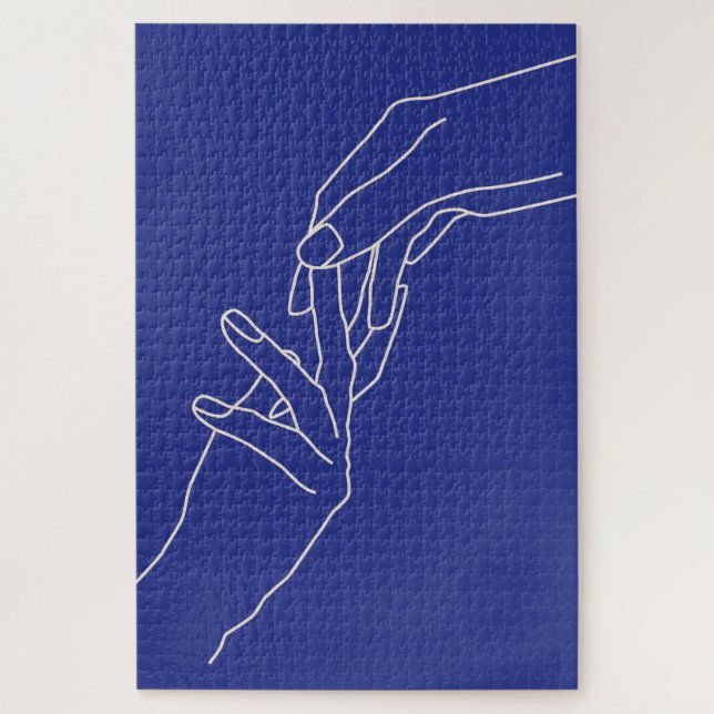 Puzzle Affiche bleue moderne abstraite aux mains d'art en (Vertical)