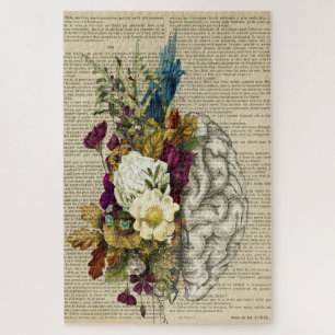 Puzzle affiche d'anatomie du cerveau floral médical