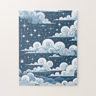 Puzzle Affiche de bienvenue de Baby shower céleste bleu l