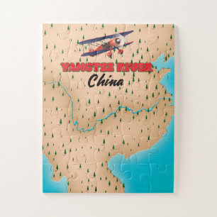 Puzzle Affiche de carte de la rivière Yangtze Chine