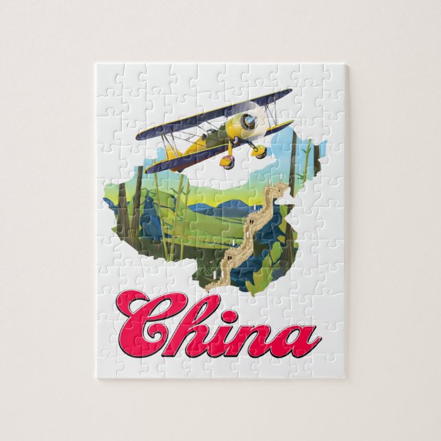 Puzzle Affiche de carte de voyage en Chine (Vertical)