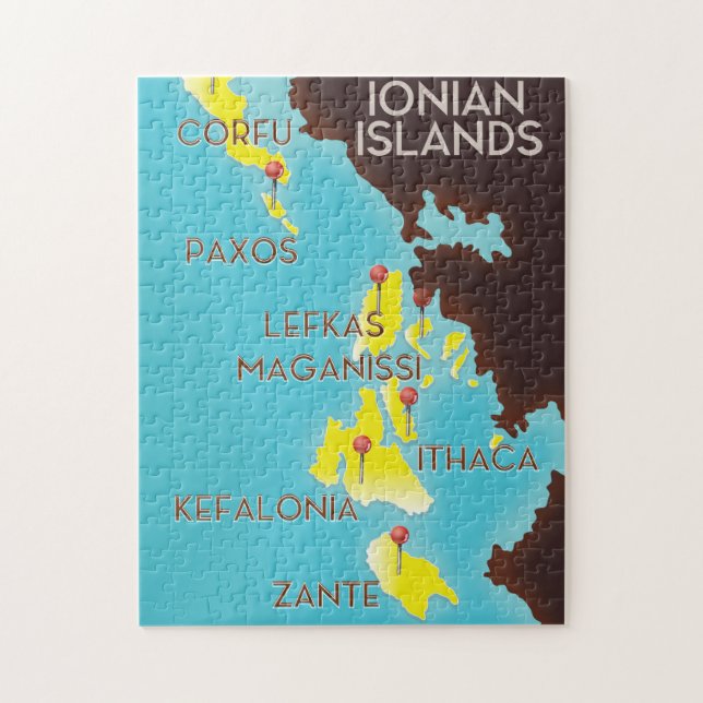 Puzzle Affiche de carte des îles Ioniennes. (Vertical)