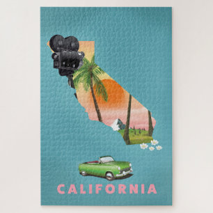 Puzzle Affiche de carte illustrée de Californie