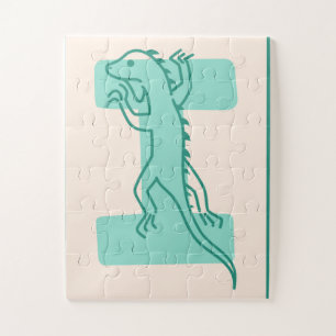 Puzzle Affiche de l'alphabet "I est pour Iguane"