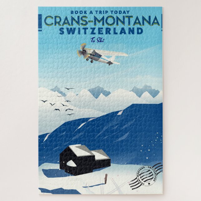 Puzzle affiche de ski crans-montana Suisse (Vertical)