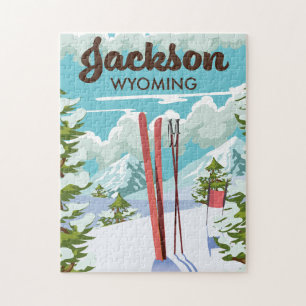 Puzzle Affiche de ski Jackson Wyoming