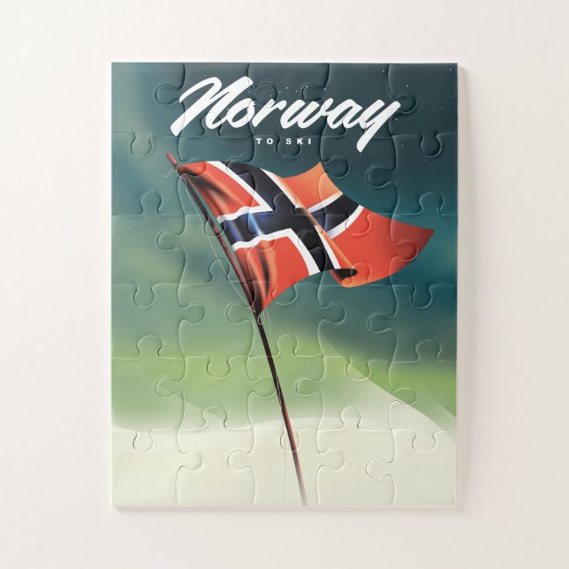 Puzzle Affiche de ski Norvège (Vertical)