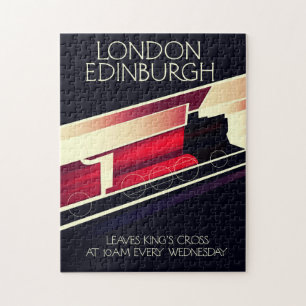 Puzzle Affiche de style vintage Locomotive Londres Édimbo