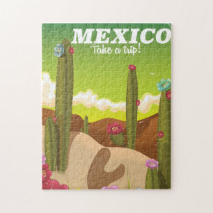 Puzzle affiche de vacances de dessin animé de cactus de M