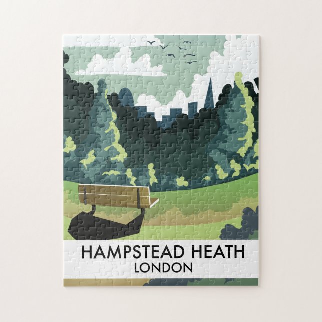 Puzzle Affiche de voyage à Hampstead Heath Londres. (Vertical)