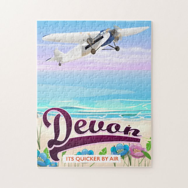 Puzzle Affiche de voyage aérien vintage Devon (Vertical)
