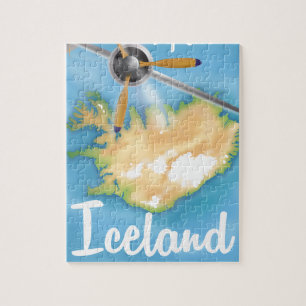 Puzzle Affiche de voyage aérien vintage Islande