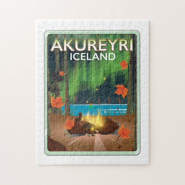 Puzzle Affiche de voyage Akureyri Islande (Vertical)
