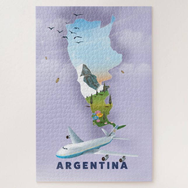 Puzzle Affiche de voyage carte d'Argentine (Vertical)