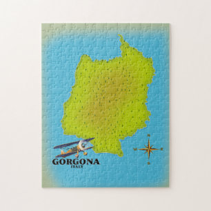 Puzzle Affiche de voyage carte de Gorgona Italie.
