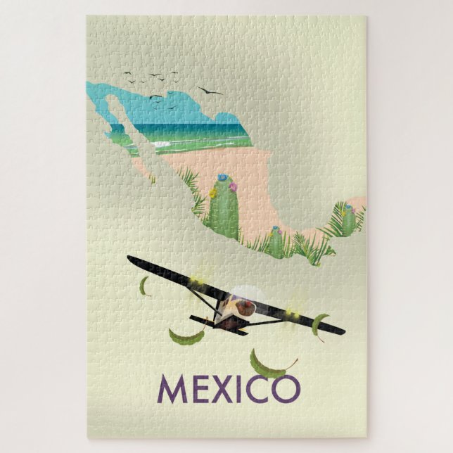 Puzzle Affiche de voyage carte du Mexique (Vertical)