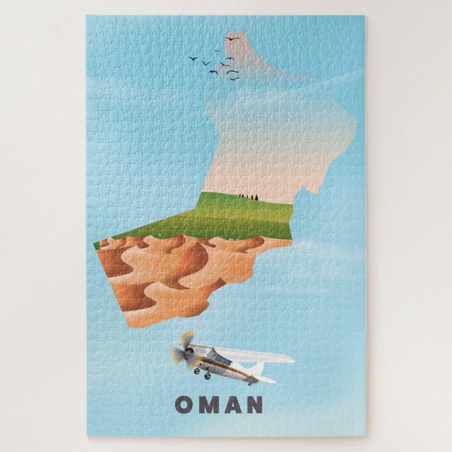 Puzzle Affiche de voyage carte illustrée d'Oman (Vertical)
