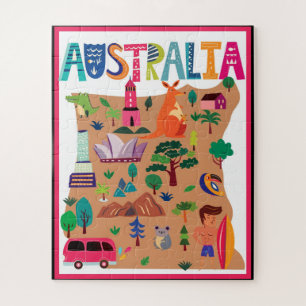 Puzzle affiche de voyage colorée Australie