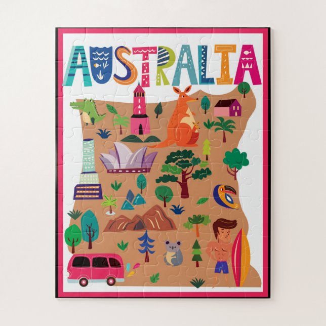 Puzzle affiche de voyage colorée Australie (Vertical)