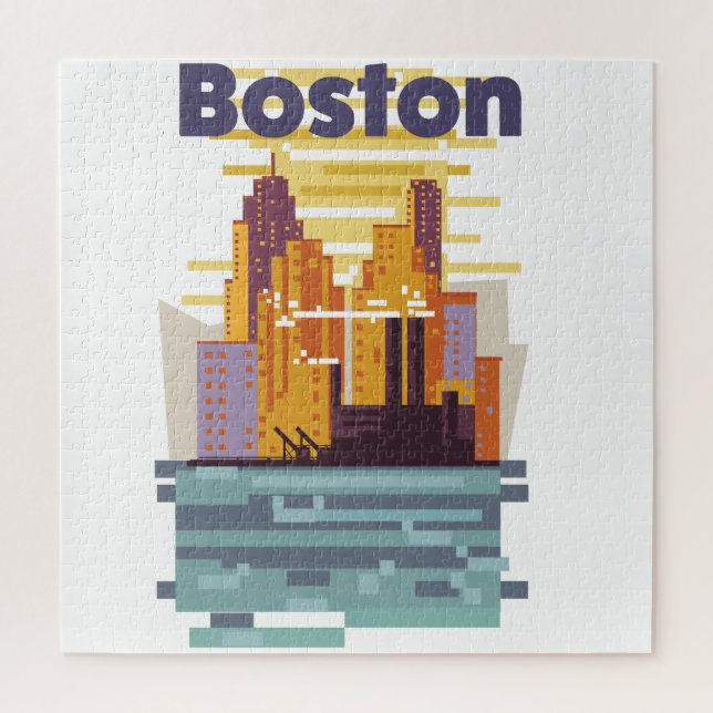 Puzzle Affiche de voyage de Boston (Vertical)