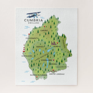 Puzzle Affiche de voyage de la carte Cumbria England Map.