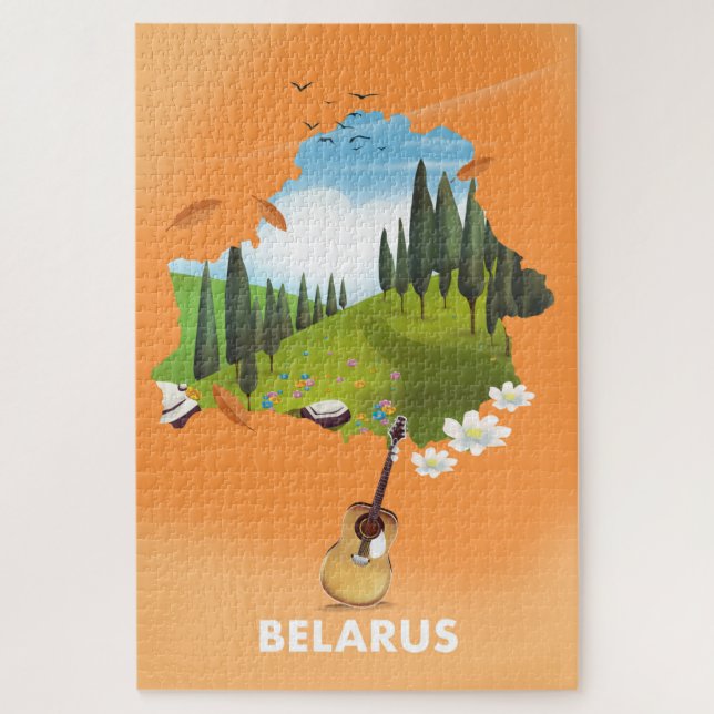 Puzzle Affiche de voyage de la carte de Biélorussie. (Vertical)