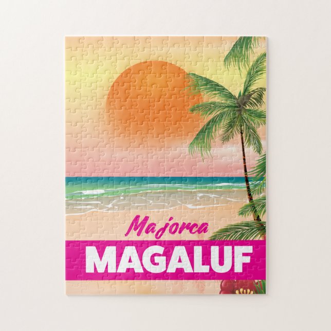 Puzzle Affiche de voyage de la plage de Magaluf Majorque (Vertical)