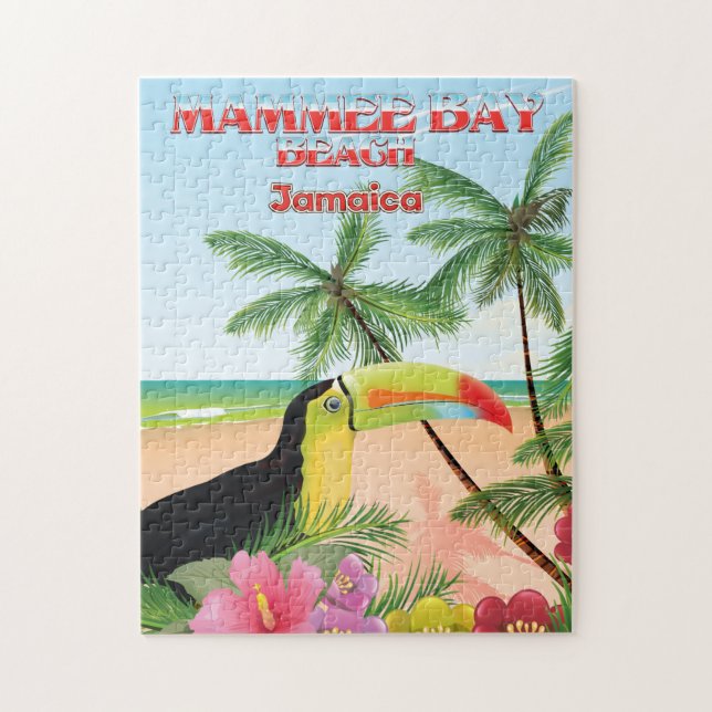 Puzzle Affiche de voyage de la plage de Mammee Bay Jamaïq (Vertical)