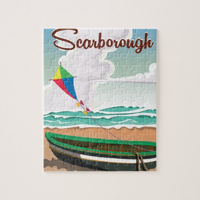 Puzzle Affiche de voyage de la plage de Scarborough (Vertical)