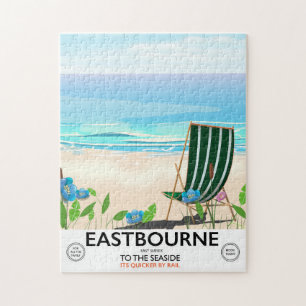 Puzzle Affiche de voyage de la plage d'Eastbourne Sussex