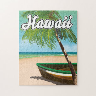 Puzzle Affiche de voyage de la plage tropicale d'Hawaii