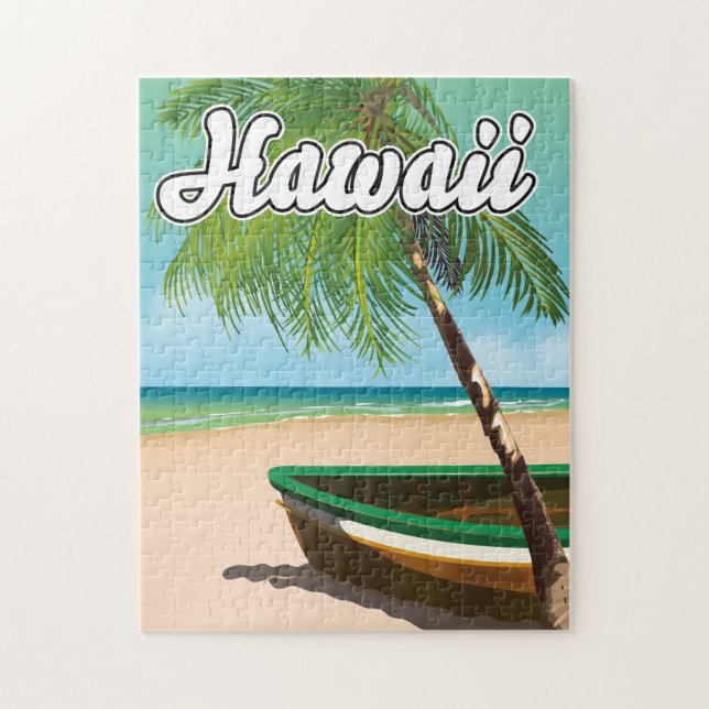 Puzzle Affiche de voyage de la plage tropicale d'Hawaii (Vertical)