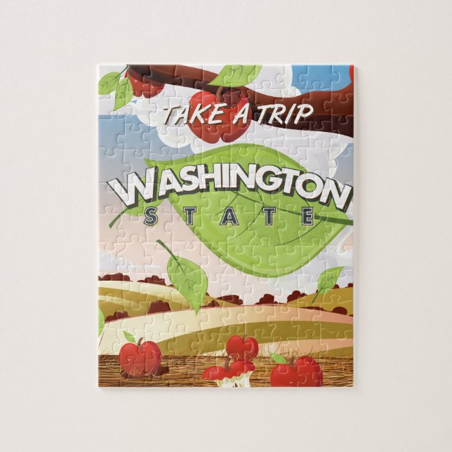 Puzzle Affiche de voyage de l'arbre de pommier de l'État  (Vertical)