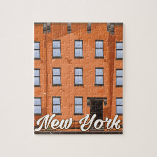 Puzzle Affiche de voyage de New York Brownstone dessin an